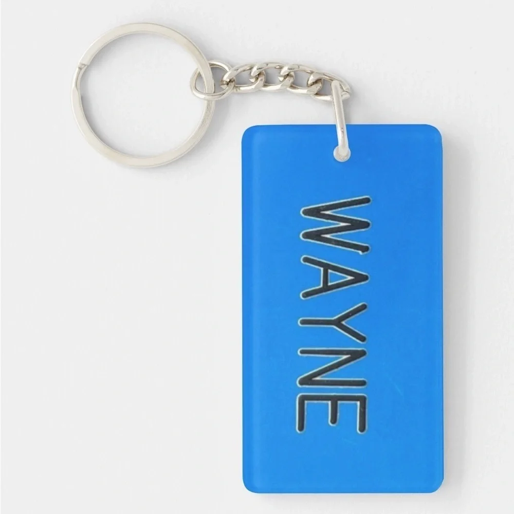 Engraved Name Plate Wayne Keychain